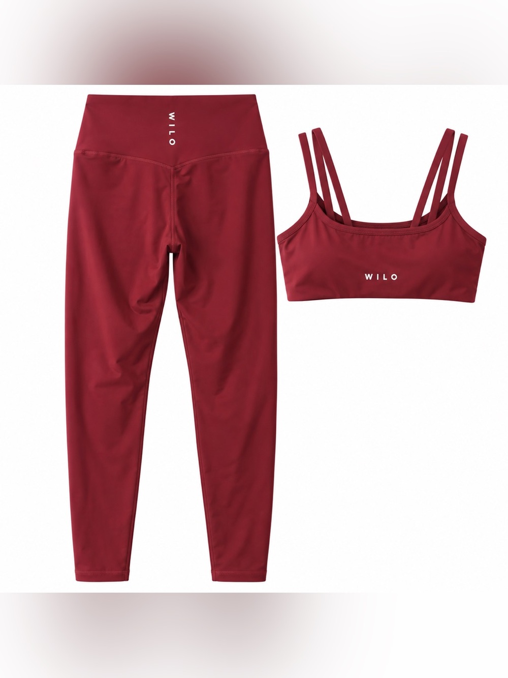 NWT WILO The Label Double Layer Bra Legging Set Burgundy S $136